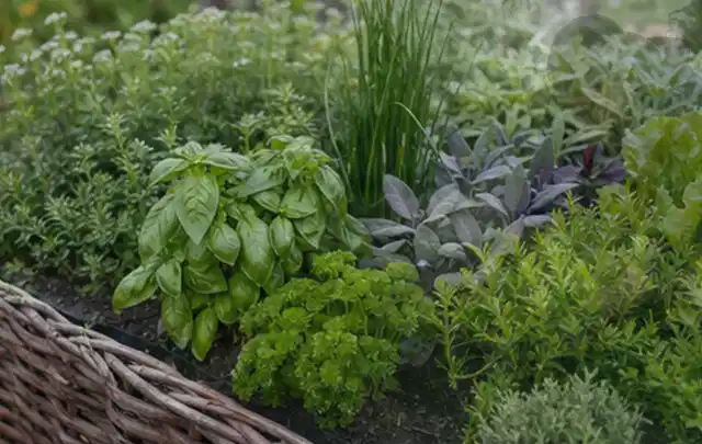 Dichtes Hochbeet mit Basilikum Schnittlauch Petersilie Salbei und weiteren Küchenkräutern; Thema Gardena Bewässerung, Schwerpunkt Fehlerhilfe; Umsetzung.