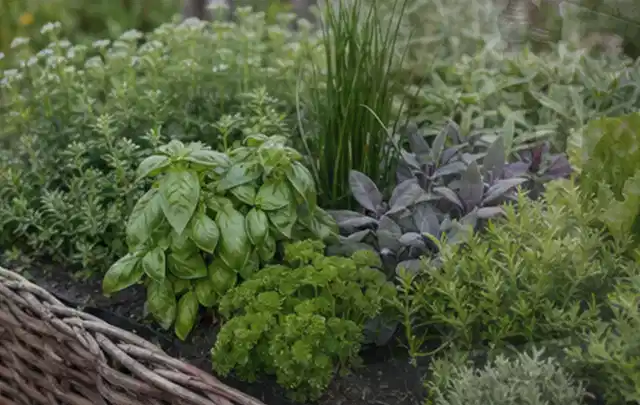 Dichtes Hochbeet mit Basilikum Schnittlauch Petersilie Salbei und weiteren Küchenkräutern; Thema Micro Drip Systeme, Schwerpunkt Kaufberatung; Kontrolle.