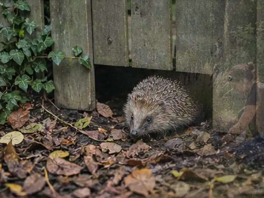 Igel nutzt einen bodennahen Durchgang unter einem hölzernen Gartenzaun; Thema Smoker, Schwerpunkt Checkliste; Titelbild.