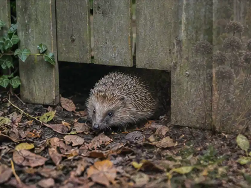 Igel nutzt einen bodennahen Durchgang unter einem hölzernen Gartenzaun; Thema Smoker, Schwerpunkt Systemvergleich; Titelbild.